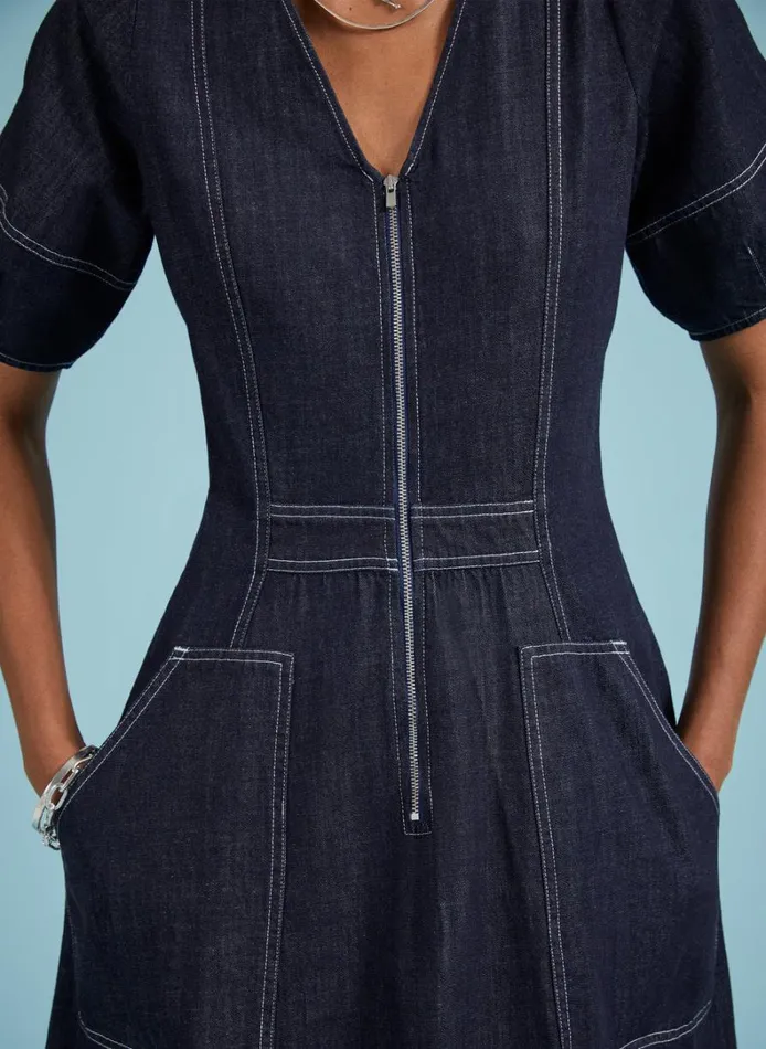 Baukjen Coralie Organic DenimDress Dark Denim Clothing