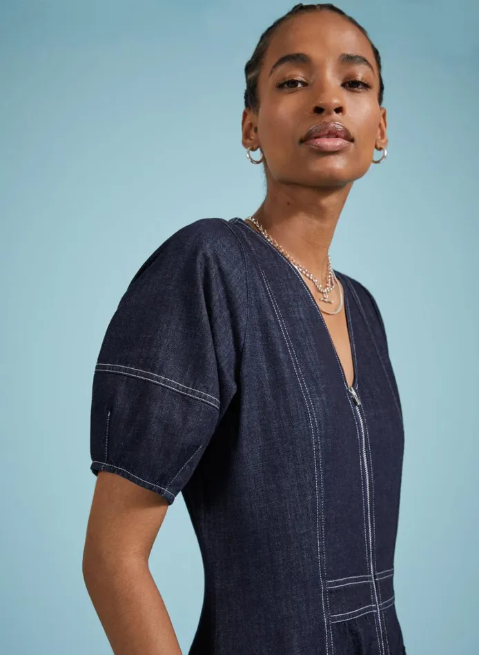 Baukjen Coralie Organic DenimDress Dark Denim Clothing