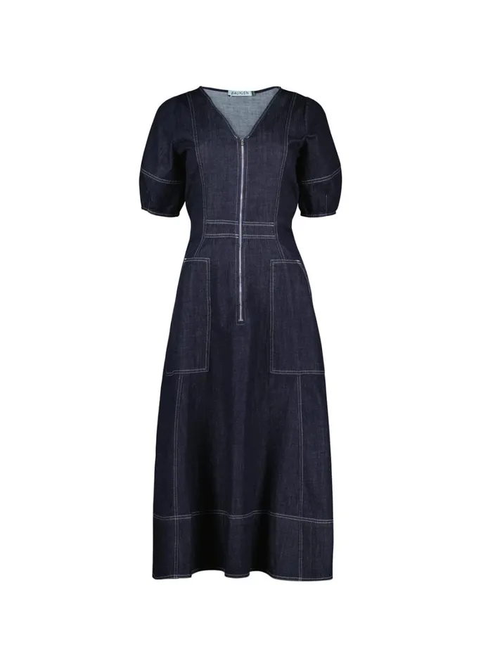 Baukjen Coralie Organic DenimDress Dark Denim Clothing