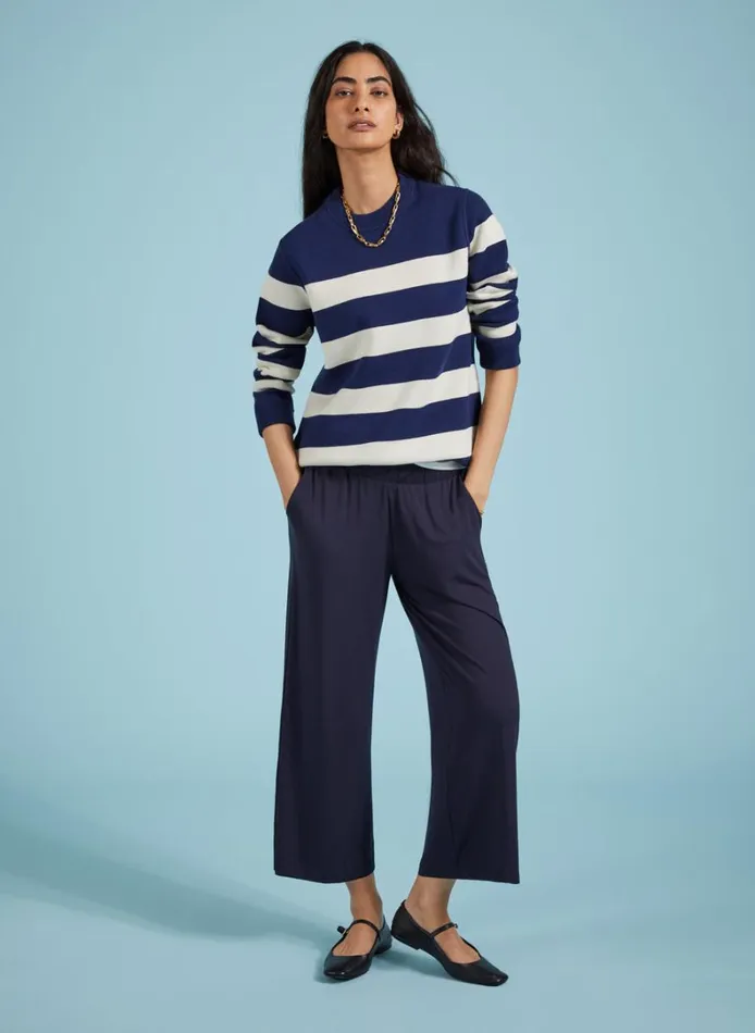 Baukjen Cropped Palazzo Trousers Classic Navy Clothing