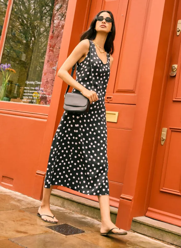 Baukjen CynthiaCupro Dress Black Polka Dot Print Clothing