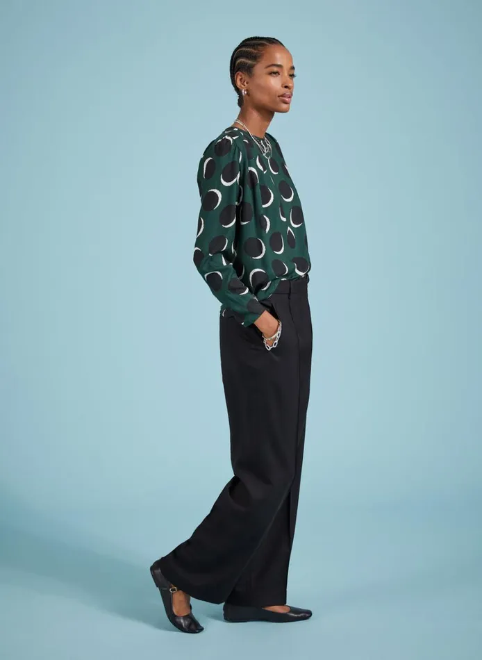 Baukjen Dottie Printed Blouse Green Shadow Spot Clothing