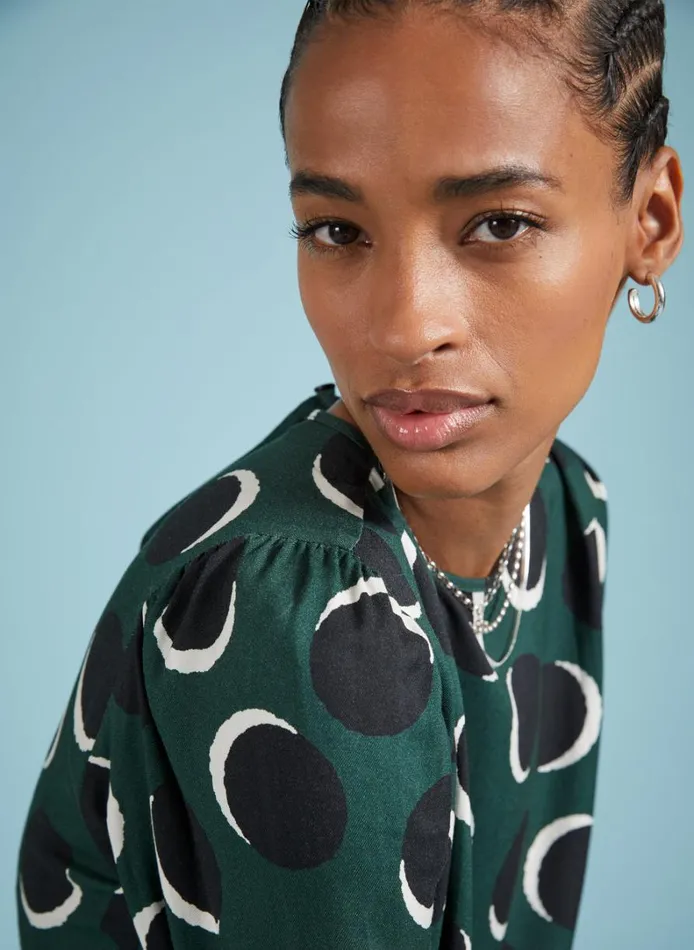 Baukjen Dottie Printed Blouse Green Shadow Spot Clothing