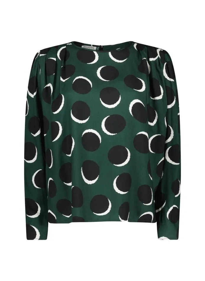 Baukjen Dottie Printed Blouse Green Shadow Spot Clothing