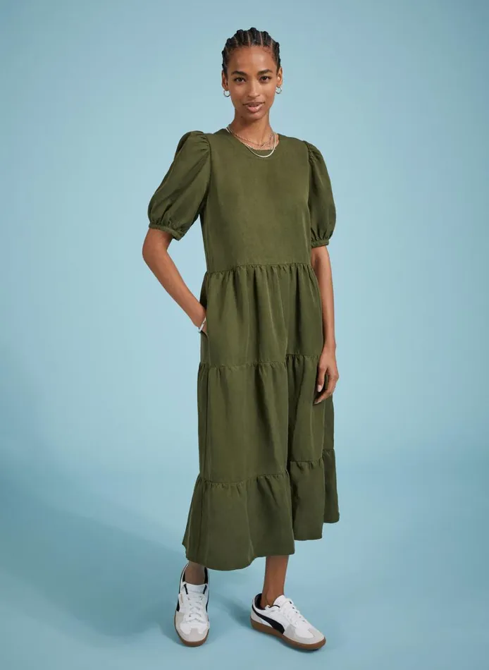 Baukjen Georgiana Tiered MidiDress Dark Olive Clothing