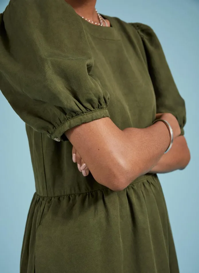 Baukjen Georgiana Tiered MidiDress Dark Olive Clothing