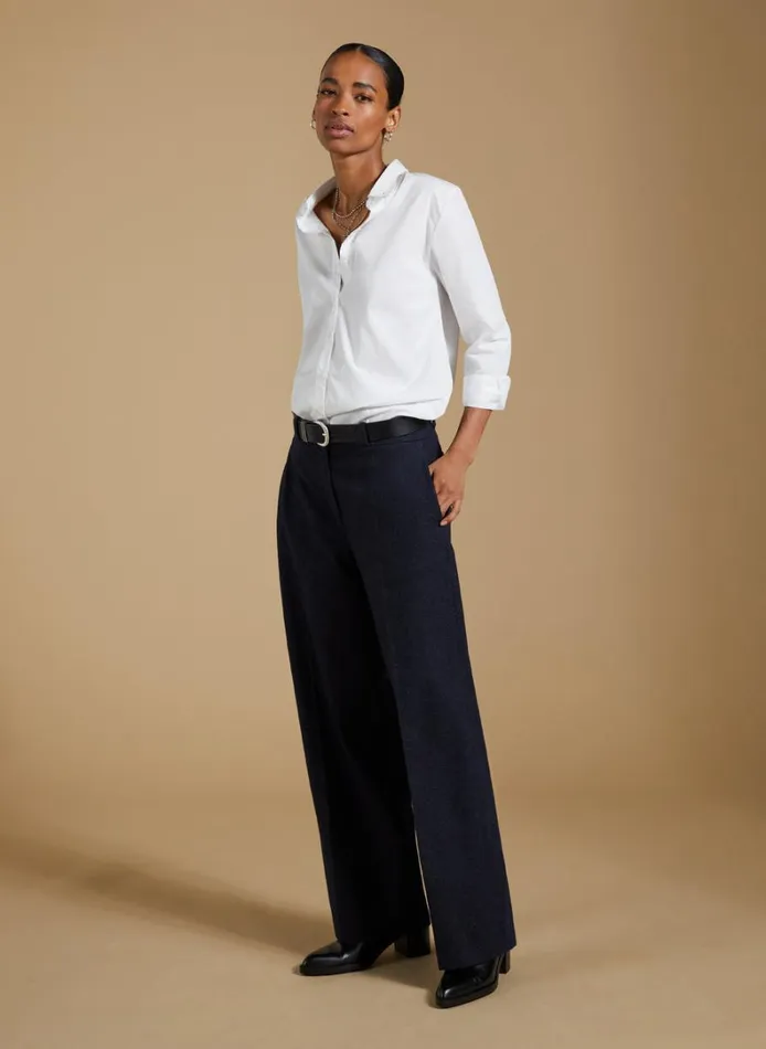 Baukjen Gwynnie Wool Blend Wide LegTrousers Navy Clothing