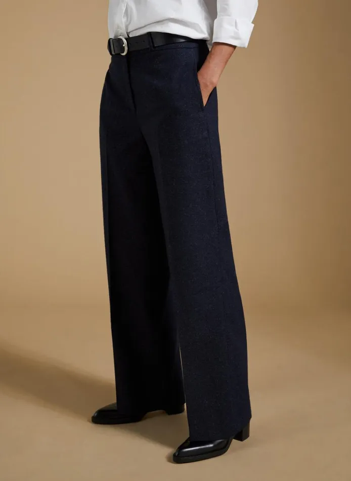 Baukjen Gwynnie Wool Blend Wide LegTrousers Navy Clothing