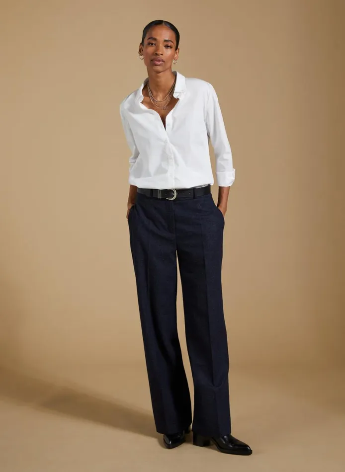 Baukjen Gwynnie Wool Blend Wide LegTrousers Navy Clothing