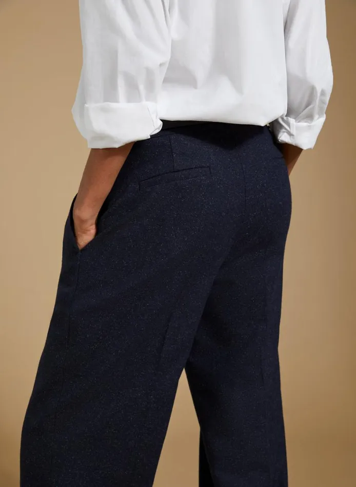 Baukjen Gwynnie Wool Blend Wide LegTrousers Navy Clothing