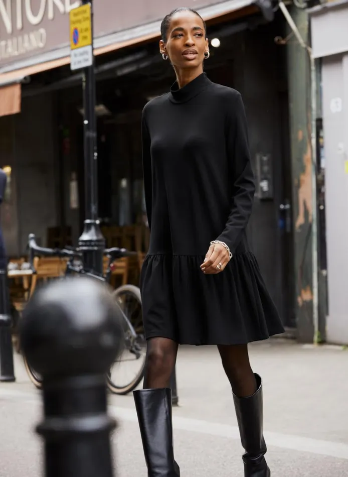 Baukjen Justine Turtleneck Mini Dress Caviar Black Clothing