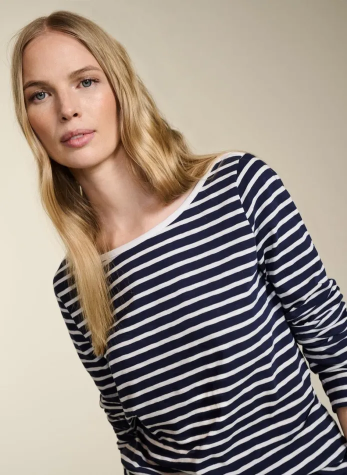 Baukjen Norma Organic Cotton Top Deep Indigo and Soft White Clothing