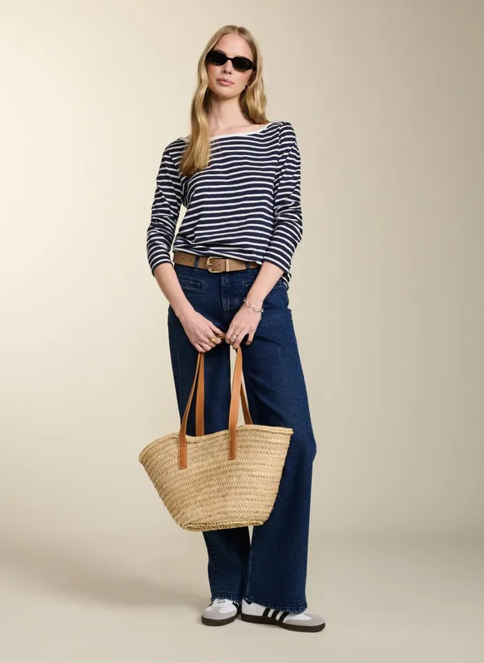 Baukjen Norma Organic Cotton Top Deep Indigo and Soft White Clothing