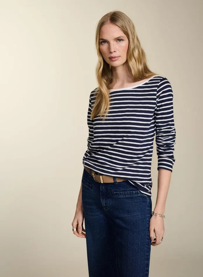 Baukjen Norma Organic Cotton Top Deep Indigo and Soft White Clothing
