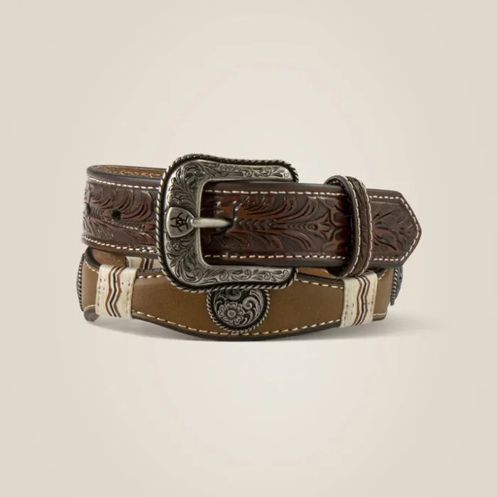 Belts Kids Ariat Floral Medallion Zigzag Wrap Belt Brown