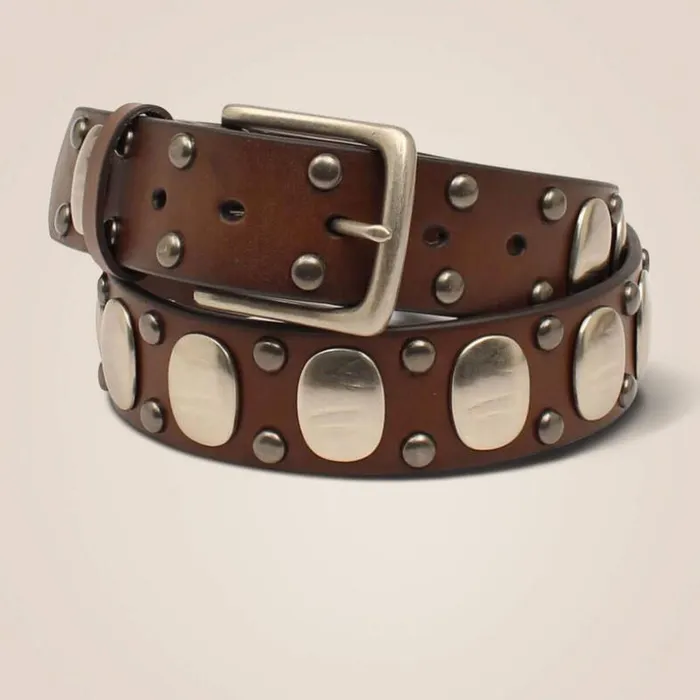 Belts Men Ariat Silver Oval Medallion Belt Brown