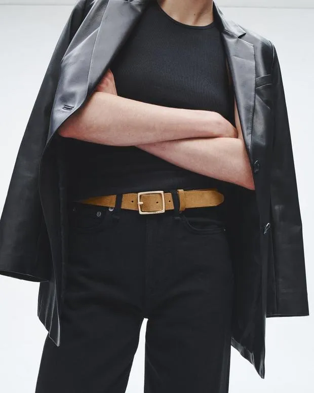 Belts rag and bone Women Boyfriend Suede Belt Camel