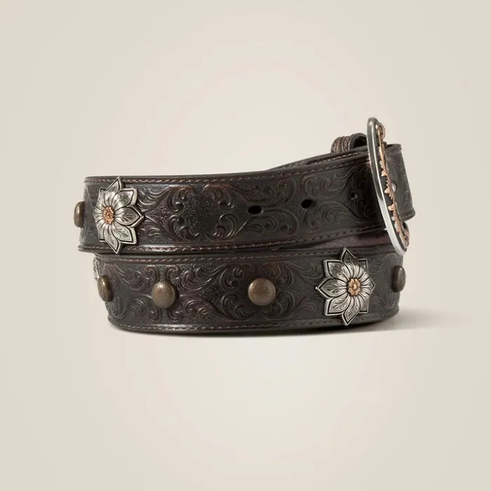 Belts Women Ariat Flower Medallion Belt Brown Belts Women Ariat Flower Medallion Belt Brown