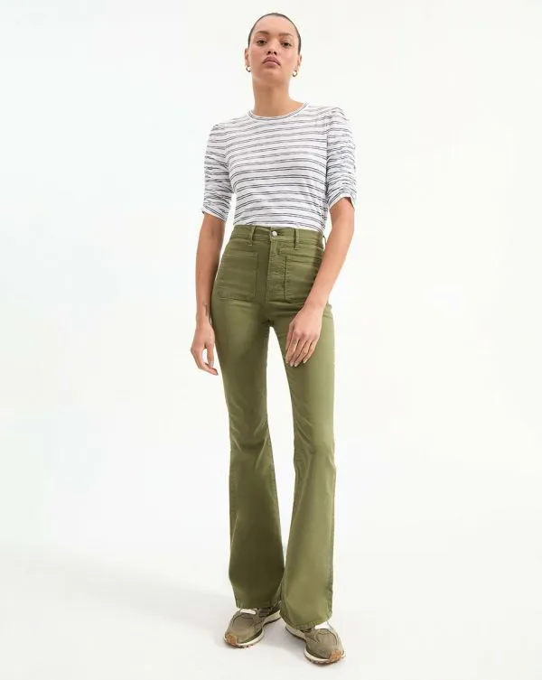 Beverly PatchPocket SkinnyFlare Twill Pant Army Women Veronica Beard Jeans