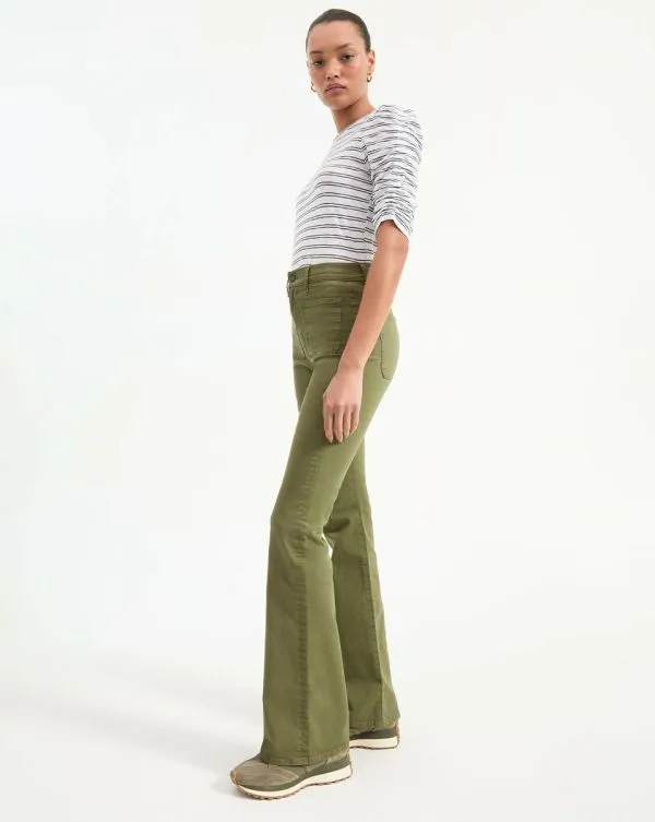 Beverly PatchPocket SkinnyFlare Twill Pant Army Women Veronica Beard Jeans