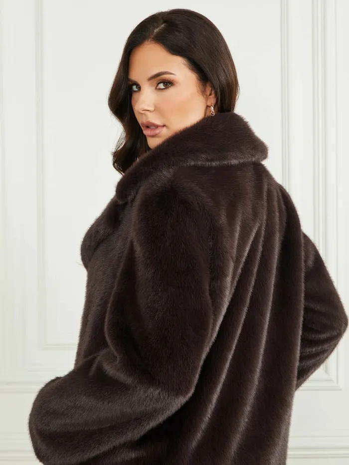 Bianca FauxFur Coat Cold Brew Multi Women Jackets and Coats GUESS Bianca FauxFur Coat Cold Brew Multi Women Jackets and Coats GUESS