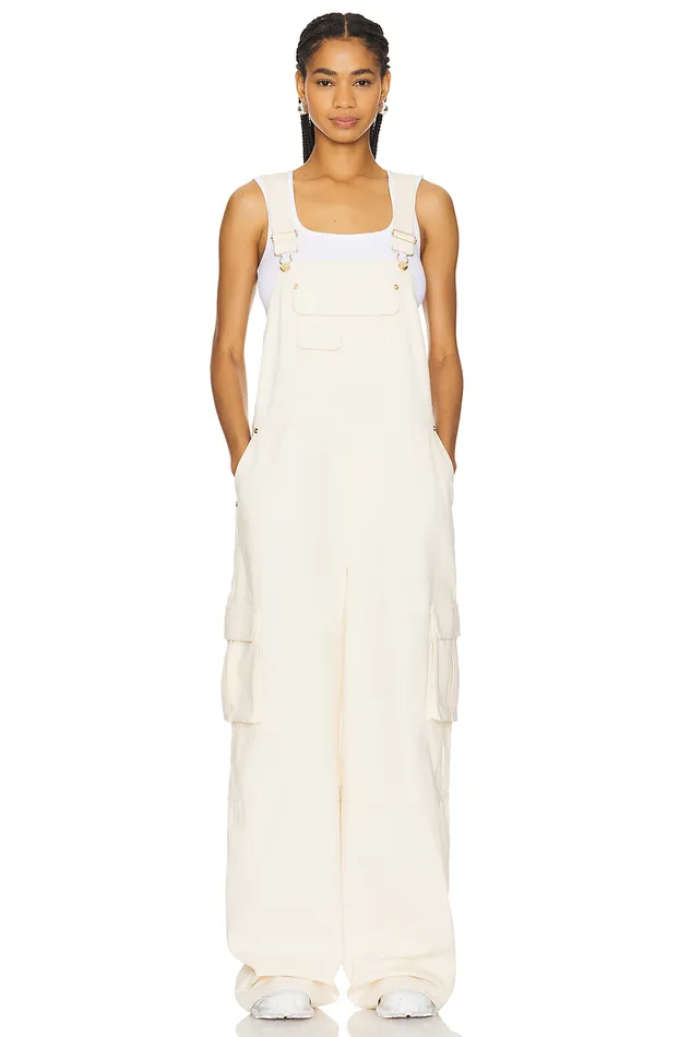 Birdie Overalls Jumpsuit Ivory Women Lovers and Friends Jumpsuits