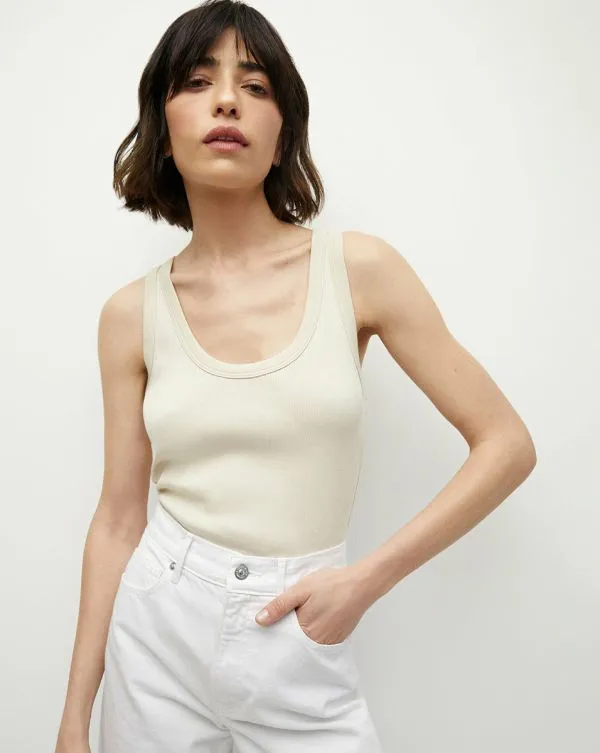 Birke Scoopneck Tank Top Limestone Women Veronica Beard Tops
