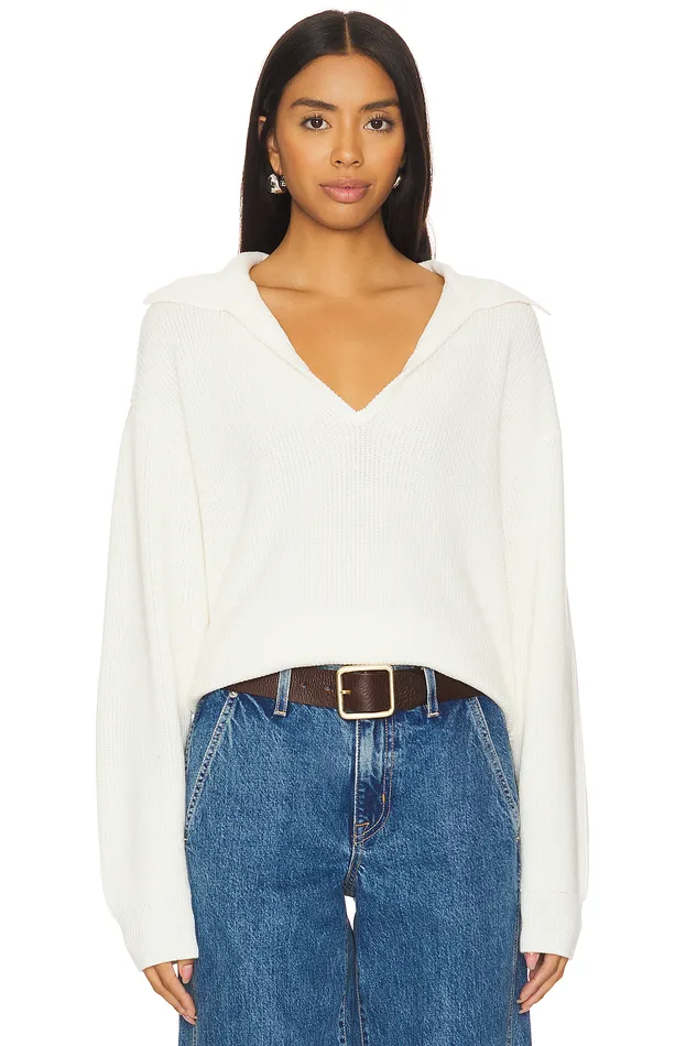 Blakely Polo Sweater Ivory Women Lovers and Friends Sweaters and Knits