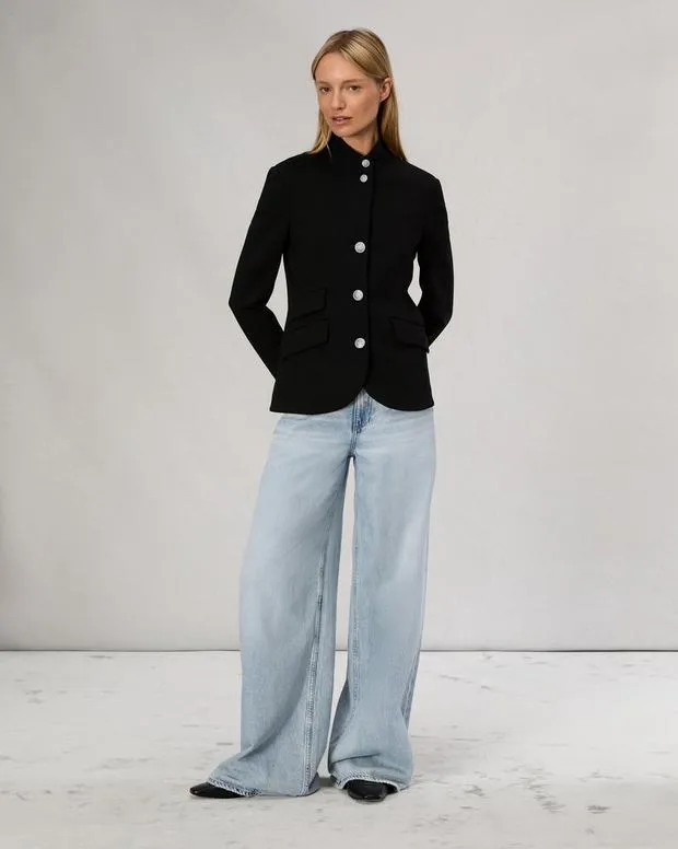Blazers and Vests Women rag and bone Slade Ponte Blazer BlackCamelSalute