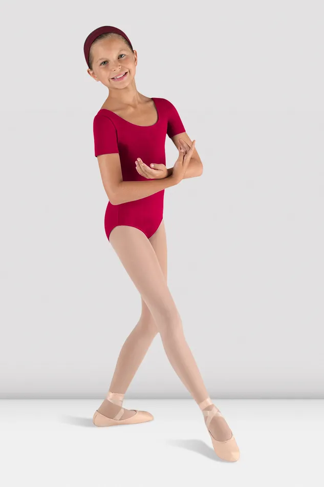 Bloch Basics Children Girls Short Sleeve Round Neck Leotard Red