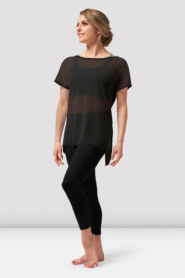 Bloch Ladies Haylee Mesh Tie Back Top Black Adult Tops