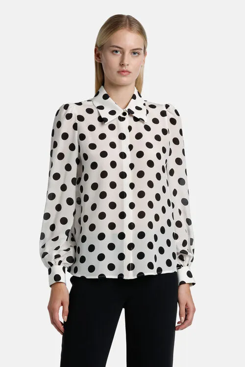 Blouses and Shirts Luisa Spagnoli Women Basale Basale CreamBlack Blouses and Shirts Luisa Spagnoli Women Basale Basale CreamBlack