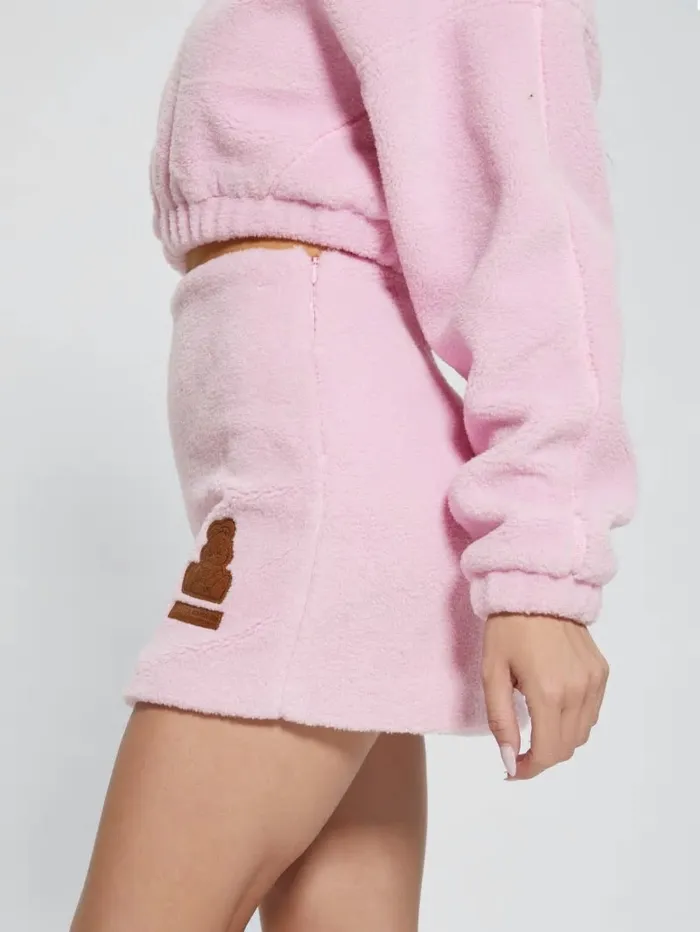 Bottoms Bunny Patch Sherpa Fleece Mini Skirt Spring Flower Pink GUESS Women