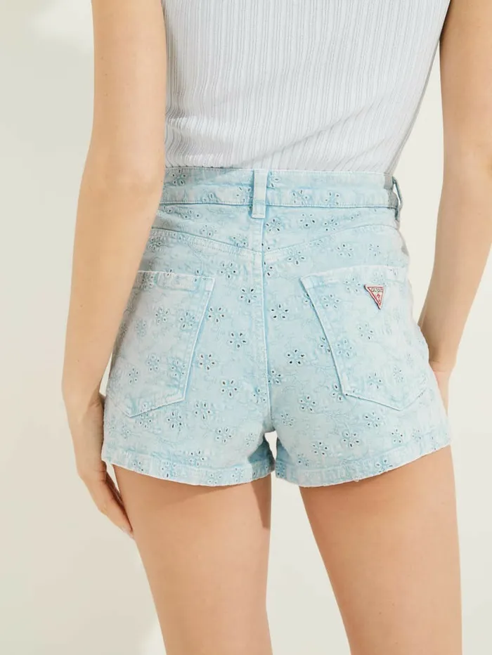 Bottoms Claudia Eyelet Shorts Floridada Blue 8211 GUESS Women Bottoms Claudia Eyelet Shorts Floridada Blue 8211 GUESS Women