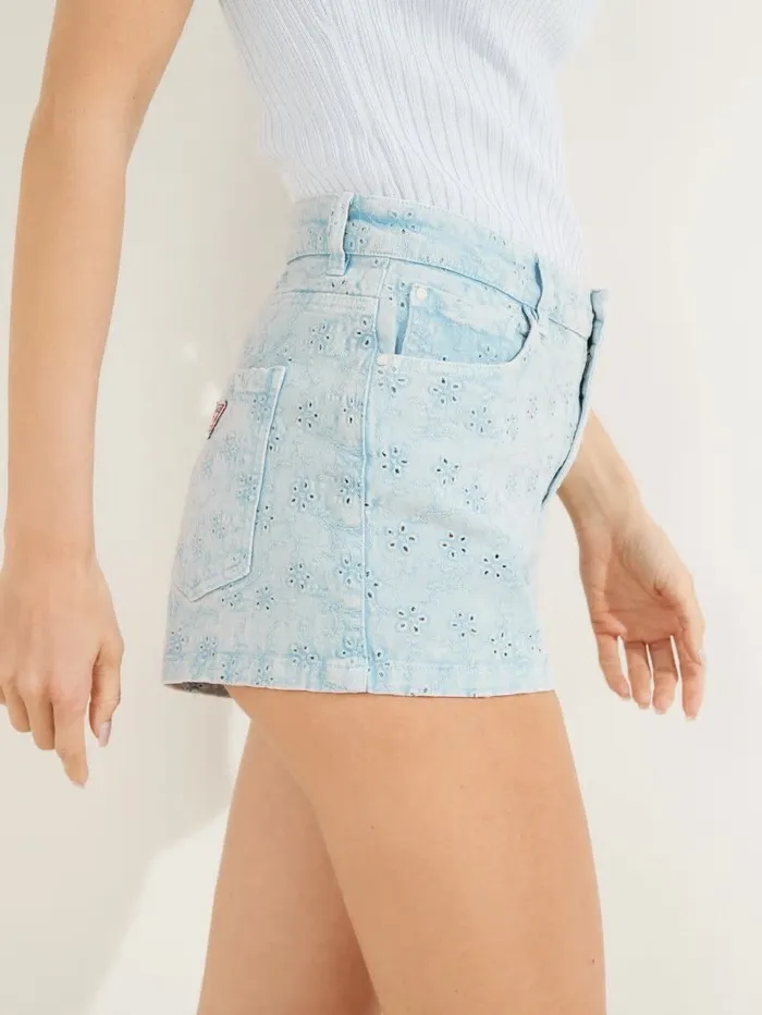 Bottoms Claudia Eyelet Shorts Floridada Blue 8211 GUESS Women Bottoms Claudia Eyelet Shorts Floridada Blue 8211 GUESS Women