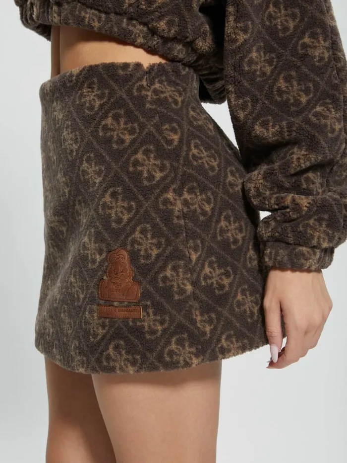 Bottoms Women Bunny Patch Sherpa Fleece Mini Skirt 4g Macro Dark Brown GUESS Bottoms Women Bunny Patch Sherpa Fleece Mini Skirt 4g Macro Dark Brown GUESS