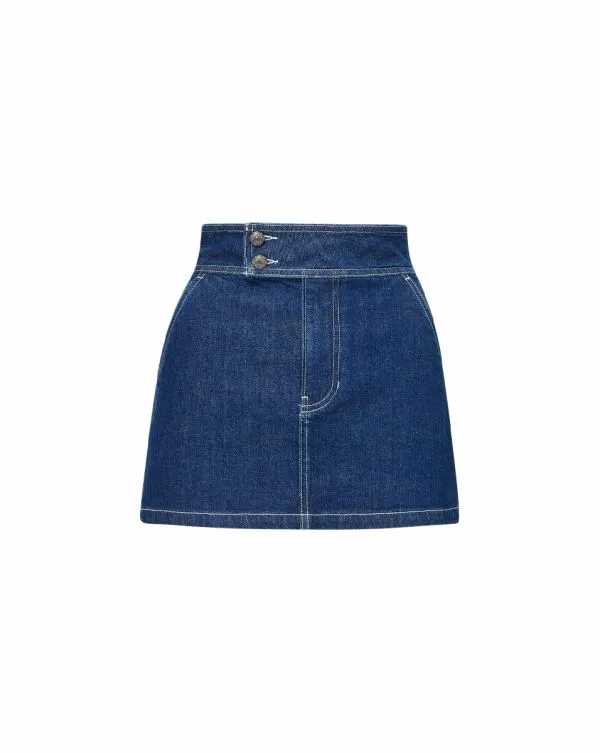 Bowen Denim Mini Skirt Indigo Rinse Women Veronica Beard Skirts and Shorts