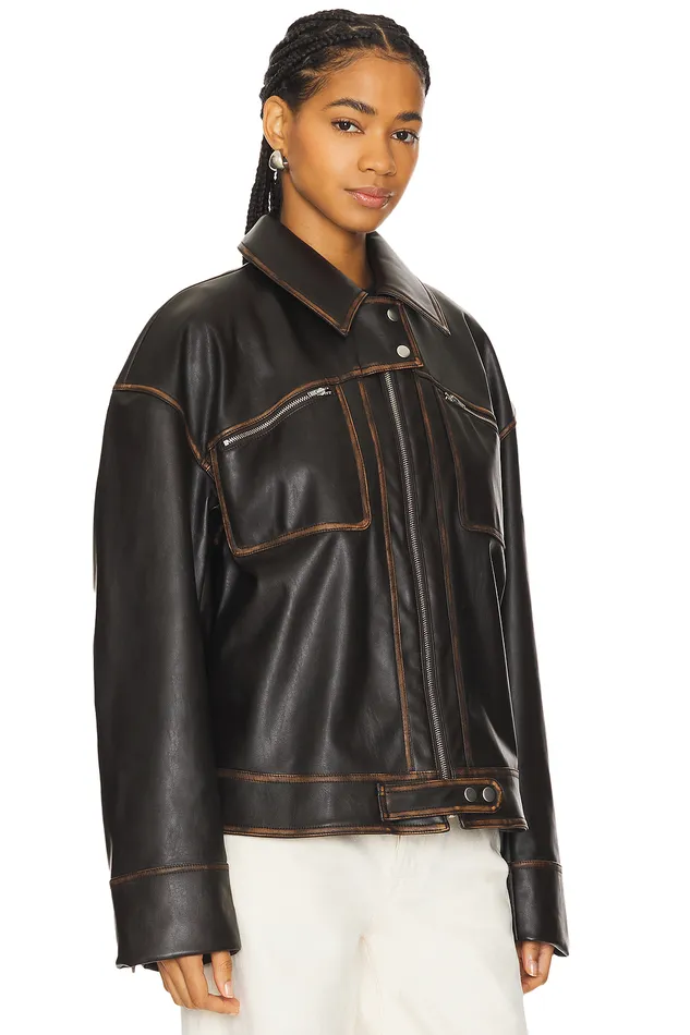Brinley Faux Leather Jacket Brown Women Lovers and Friends Jackets and Coats Brinley Faux Leather Jacket Brown Women Lovers and Friends Jackets and Coats