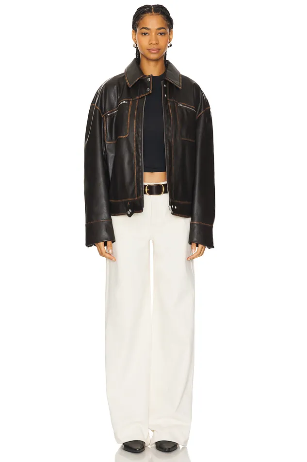 Brinley Faux Leather Jacket Brown Women Lovers and Friends Jackets and Coats Brinley Faux Leather Jacket Brown Women Lovers and Friends Jackets and Coats