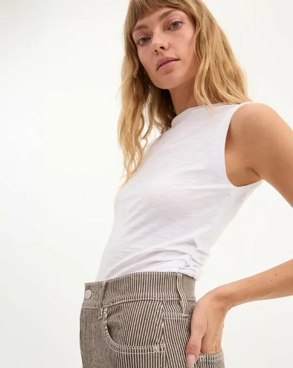 Brody Boat Neck Tank White Women Veronica Beard Tops