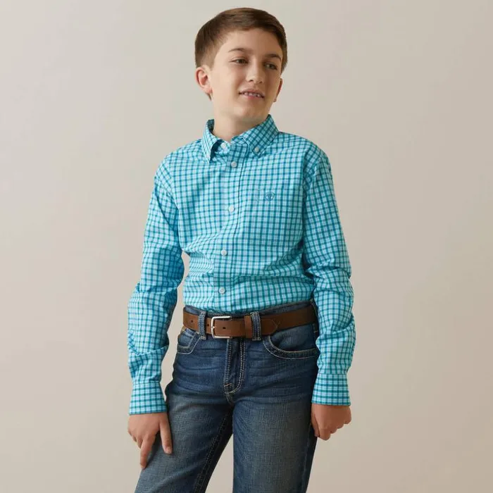 Button Down Shirts Kids Ariat Pro Series Kalvin Classic Fit Shirt Enamel Blue