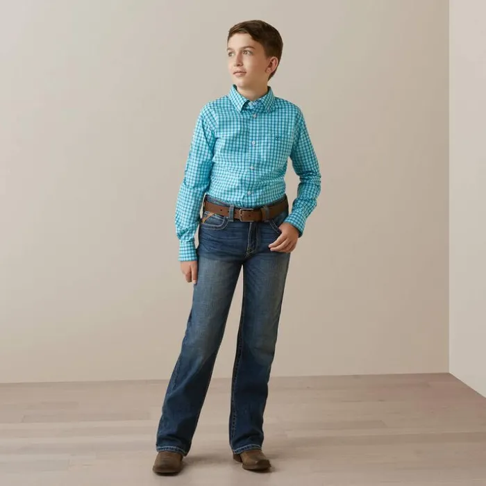 Button Down Shirts Kids Ariat Pro Series Kalvin Classic Fit Shirt Enamel Blue