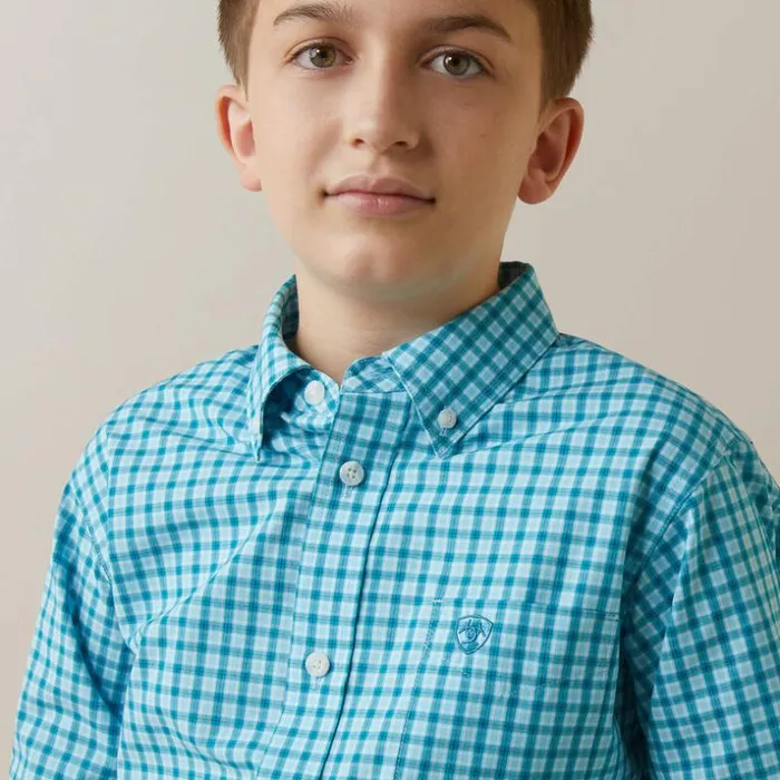 Button Down Shirts Kids Ariat Pro Series Kalvin Classic Fit Shirt Enamel Blue