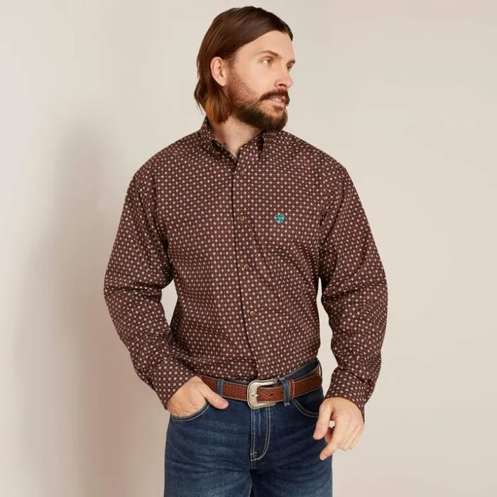 Button Down Shirts Men Ariat Barrett Classic Fit Shirt Bitter Chocolate
