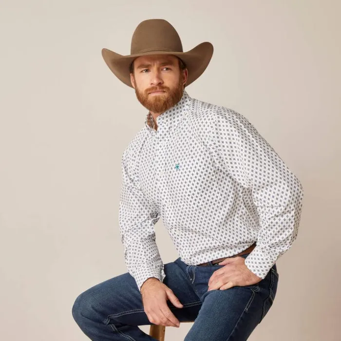 Button Down Shirts Men Ariat Boone Fitted Shirt White