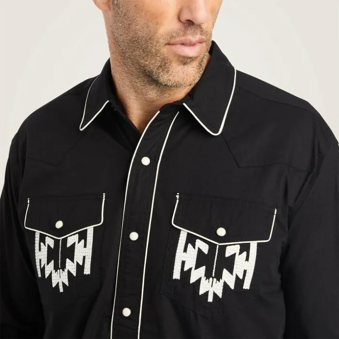 Button Down Shirts Men Ariat Chimayo Retro Snap Shirt Black