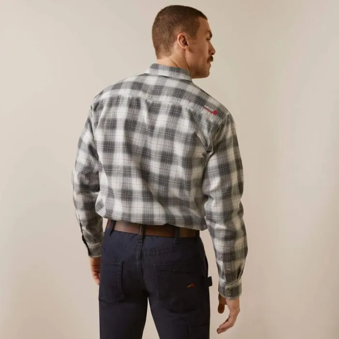 Button Down Shirts Men Ariat FR Cogburn Snap Work Shirt Charcoal Grey