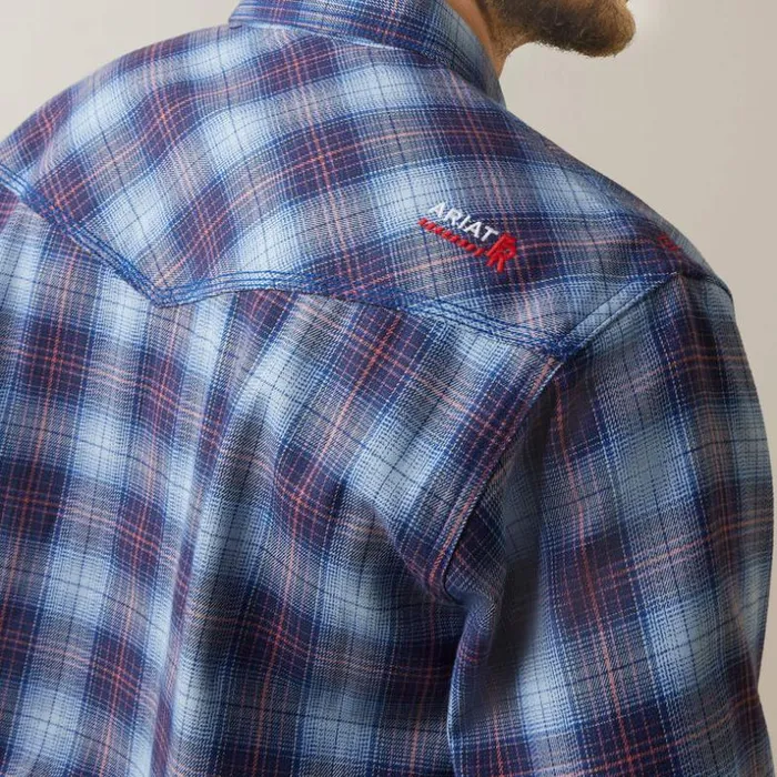 Button Down Shirts Men Ariat FR Dagger Retro Fit Snap Work Shirt Clear Sky Plaid Button Down Shirts Men Ariat FR Dagger Retro Fit Snap Work Shirt Clear Sky Plaid