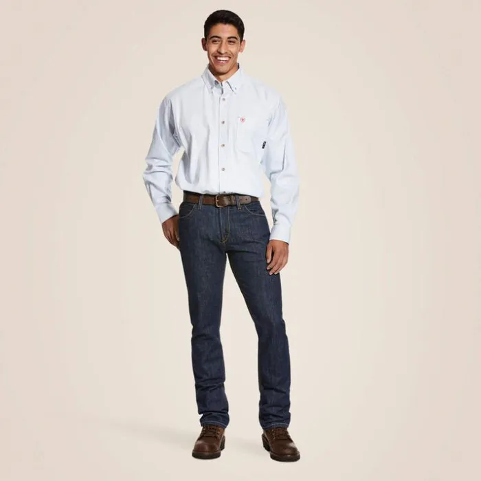Button Down Shirts Men Ariat FR Twill DuraStretch Work Shirt White Multi