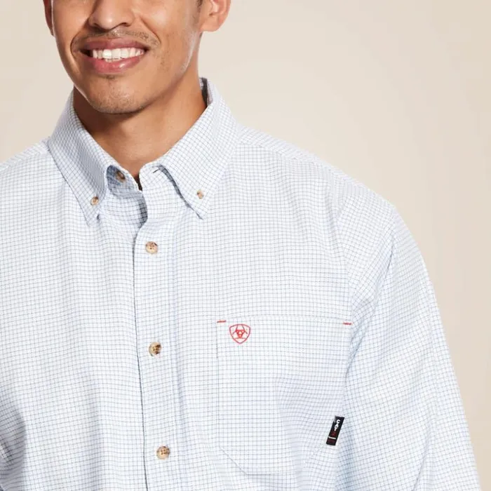 Button Down Shirts Men Ariat FR Twill DuraStretch Work Shirt White Multi